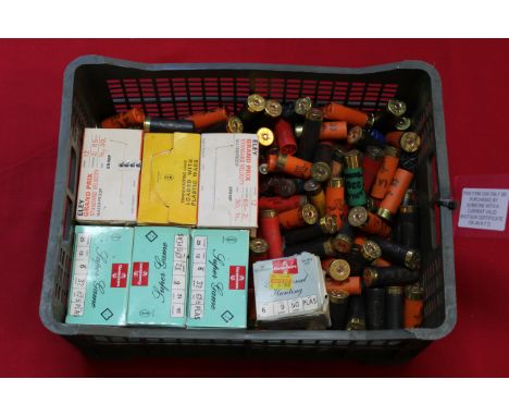 Six boxes of 12 bore cartridges with approx one hundred and fifty mixed shotgun cartridges, this item can only be purchased b