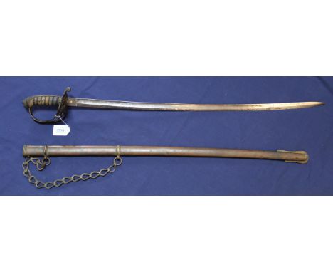 An early Victorian model 1822 Infantry Officers sword with brass scabbard (N.B. this is an as found example)