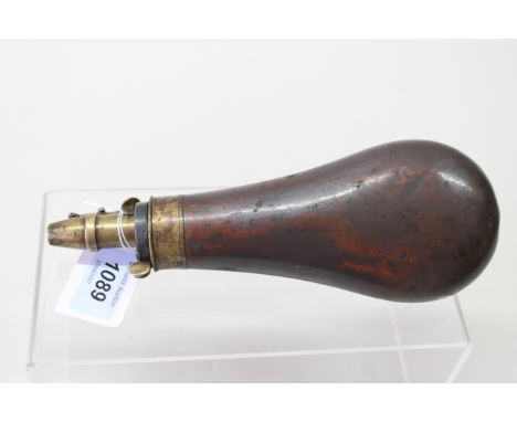 A copper rifle powder flask (70 grains-90), in working order