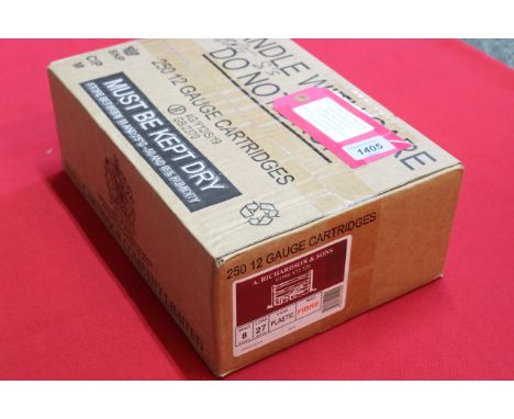 Two hundred and fifty boxed (outer unopened) 'Richardson' 12 bore cartridges, 27 gms 8s fibre, this item can only be purchase
