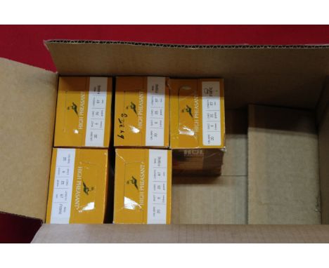 One hundred and twenty five boxed Hull 'high pheasant' 20 bore cartridges, 25gms 6s fibre, this item can only be purchased by
