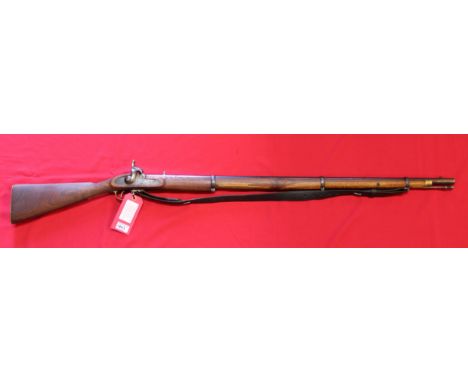An Indian style three band Enfield percussion shotgun (approx 20 bore), S/No.B183, complete with rod and sling, this item can