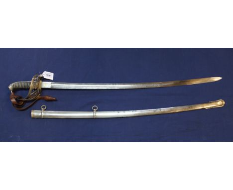 A Victorian Rifle Brigade sword and scabbard with fine etched blade to Kent Rifle Volunteers and marked Holding Greenwich, co