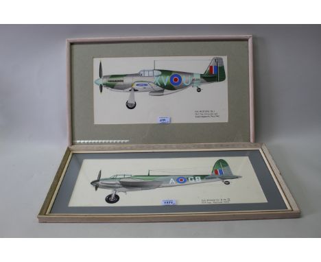 Two watercolours 'N.A. Mustang MkI No.2 Sqn (Army Co-op) Sawbridgeworth, May 1942' and 'D.H. Mosquito B MkIV 105 Sqn Marham 1