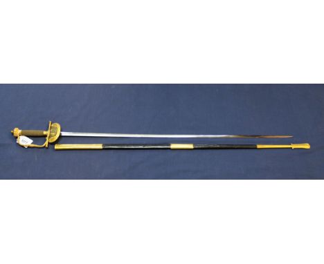 A very fine 'court sword' with etched blade including Victorian crown, the gilded hilt having crown pommel and Victorian cyph