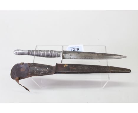 A rare F&amp;S fighting knife with cast alloy grip (see F&amp;S Knives by Stevens, page 130 9-13/9-14), (with as found sheath