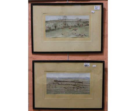 Cecil Aldin, hunting prints, a pair, signed in pencil by the artist.  Framed and glazed.