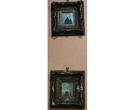 After Wetherall, a pair of portrait miniatures, coloured prints in deep gilded gesso frames. (2)
