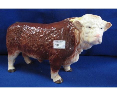 Large Melba ware Pottery standing Hereford bull.  Printed marks.