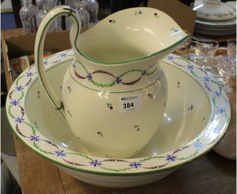 Staffordshire floral jug and basin set.