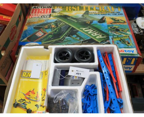 Action Man Transport Command, Pursuit Craft by Palitoy in original box together with Riviton Basic Building Set 100 by Palito