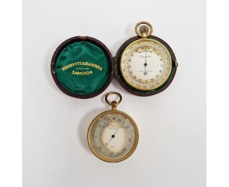 Negretti &amp; Zambra brass pocket barometer, cased and another by L Casella (2)&nbsp;