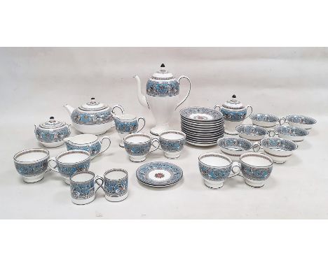 Wedgwood bone china Florentine Turquoise pattern part tea and coffee service, printed black and brown marks, cancellation mar