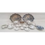 19th century Copeland pottery doll's tea service, printed with brown sprigs and loose bouquets,