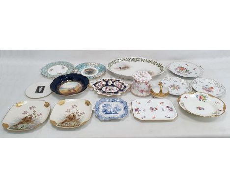 Assorted items of English and continental porcelain,19th/early 20th century, including: a Mintons pate-sur-pate central cut-d