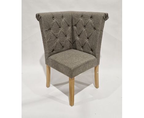 Contemporary unusual upholstered corner chair with button back, 100cm high 