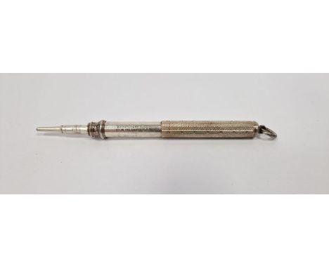 S Mordan & Co sterling silver propelling pencil, telescopic, with engine-turned decoration   