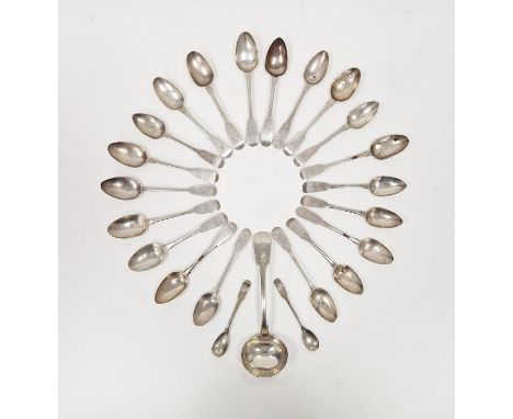 Collection of silver and white metal teaspoons, Victorian and later, including examples from London, Dublin and Edinburgh, to