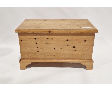 20th century pine coffer&nbsp;of rectangular form, raised on ogee bracket feet, 55cm high x 92cm wide x 48cm deep&nbsp;