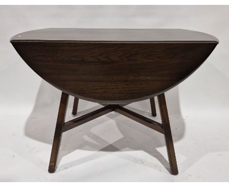 Ercol dark stained fall-flap dining table with cross stretchers, 72.5cm high x 113cm long, 63cm wide Condition Report Surface