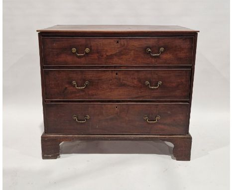 Georgian mahogany chest&nbsp;of three drawers, each with brass bale handles and on bracket feet, 97cm high x 109cm wide x 55c