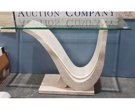 Oak fall-flap gateleg table on bobbin turned supports (varnished), 67cm high x 78cm wide x 100cm deep and a contemporary glas