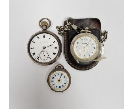 Early 20th century silver-cased open-faced pocket watch, the enamel dial having roman numerals denoting hours with seconds su