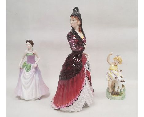 Royal Worcester figure&nbsp;of April modelled by F G Doughty, standing beside a lamb, printed black marks, no.3416, a Royal D