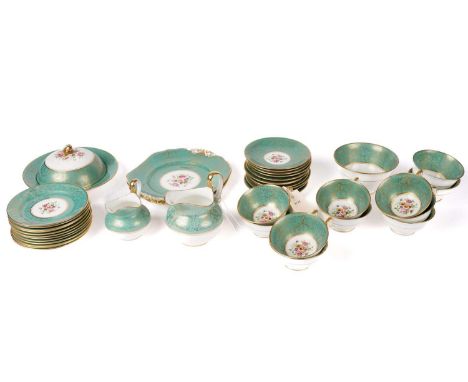 A T. Goode &amp; Co. Ltd. part tea and dinner service, with floral decoration surrounded by gilt branches, comprising: sandwi