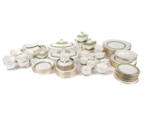 A Royal Doulton ‘Rondelay’ pattern part tea and dinner service, including: a coffee pot, a tea pot, teacups, coffee cups, tur