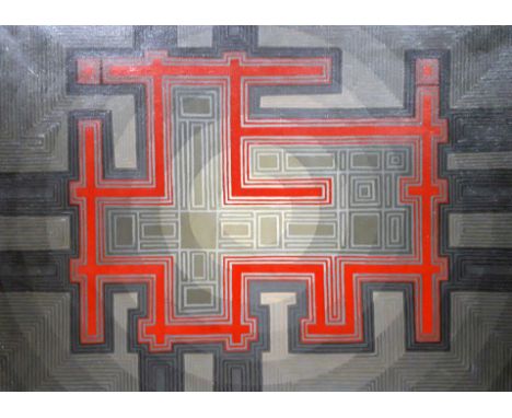 Gerald Rickards (British 20th Century 1931-2006), "Red Line", oil on canvas,  71cm x 51cm, signed, titled and dated 1968 vers