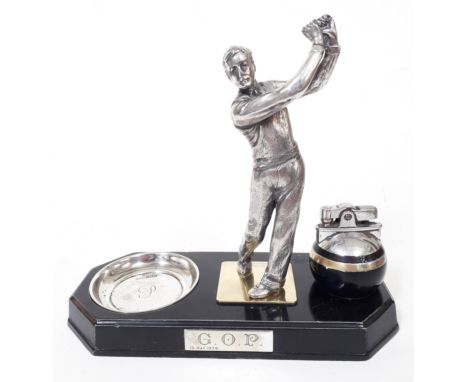 A Ronson Art Metal Works golfing trophy lighter, height 17cm.  