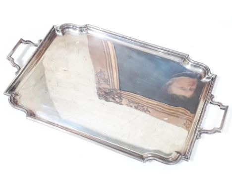 An Art Deco silver tray, Francis Cobb, Sheffield 1931, length 50cm, wt. 56oz.  