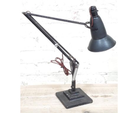 A Herbert Terry &amp; Sons angle poise lamp with textured finished three step base.  