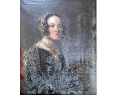 19th century school, mid length portrait depicting a lady, oil on canvas, 62cm x 75cm, acanthus moulded gilt frame 86cm x 100