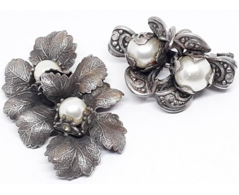 Two French Art Nouveau costume brooches inscribed 'A-F Paris'.  