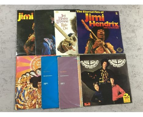 8 Jimi Hendrix LPs including: "Are You Experienced/Axis Bold As Love" (double LP), "Backtrack number 4", "Backtrack number 5"