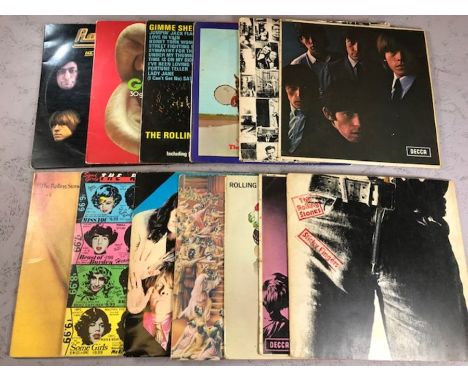 The Rolling Stones: 13 LPs including:  "Let It Bleed", "No. 2" (UK mono orig LK 4661 with blind man credit on rear), "Afterma