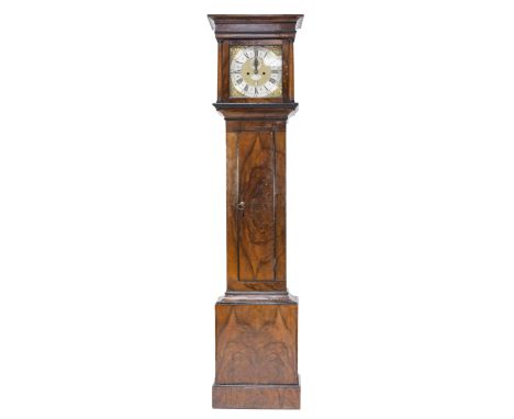 JOHN RICHARD, WISBECH, EIGHTEENTH CENTURY WALNUTWOOD LONGCASE CLOCK, with eight days movement, brass square dial with subsidi