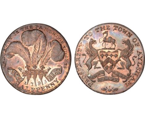 British Tokens, Eighteenth Century Tokens, Norfolk, Aylsham, [S. & T. Ashley], halfpenny, 1795, Grocers' arms, supporters etc
