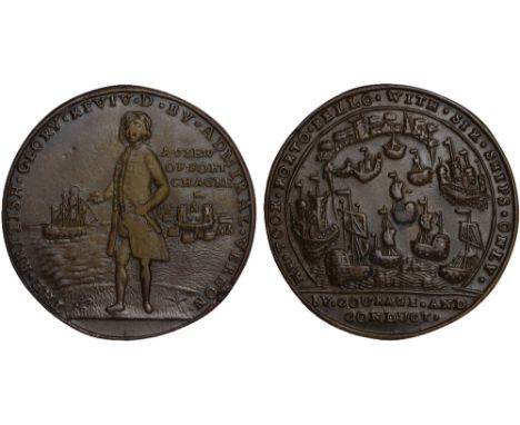 British Commemorative Medals, Admiral Edward Vernon, Capture of Fort Chagre, pinchbeck medal, 1740, standing figure of Vernon