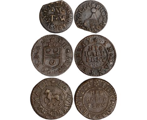 British Tokens, Seventeenth Century Tokens, Kent, Canterbury (20): Francis Maplisden, halfpenny, 1666, bunch of grapes (W.63)