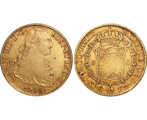 Foreign Coins and Medals, Mexico, Carlos IV, 8 escudos, 1796FM, Mexico City, armoured bust r., rev. crowned shield of arms wi