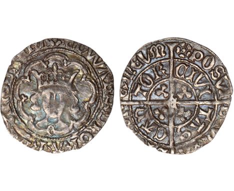British Coins, Edward IV, first reign, light coinage (1464-1470), halfgroat, Canterbury, mm. pall, crowned facing bust quatre