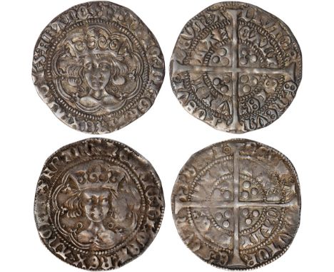 British Coins, Henry VI, first reign, annulet issue (1422-1430), groats, Calais (2), crowned bust facing, annulets by neck, r