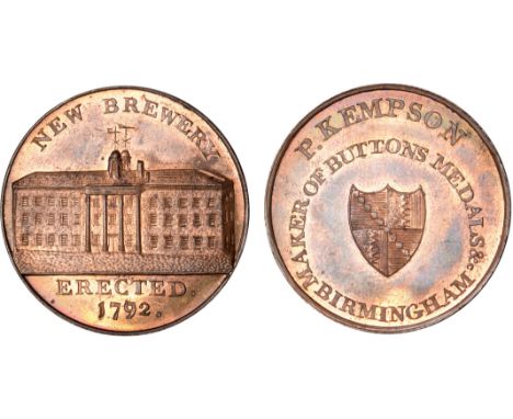 British Tokens, Eighteenth Century Tokens, Warwickshire, Kempson's buildings series, undated (7): Birmingham, halfpennies (4)