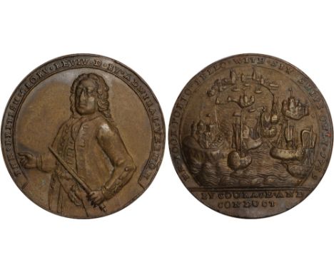 British Commemorative Medals, Admiral Edward Vernon, Capture of Portobello, pinchbeck medal, 1739, Vernon half-length, three-