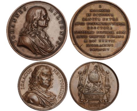 British Commemorative Medals, Isaac Newton (1643-1727), Dassier’s medal, bust three-quarters r., rev. Newton’s monument in We