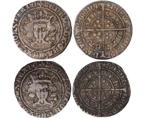 British Coins, Henry VI, first reign, rosette-mascle issue (1430-1431), groats, Calais (2), crowned bust facing, mascle each 