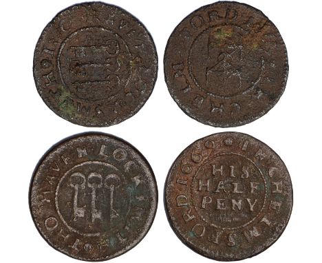 British Tokens, Seventeenth Century Tokens, Essex, Chelmsford (2): Tho Haven, farthing, 1669, 3 keys, Locksmith (W.59); Tho H